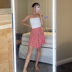Brandy Melville red floral patterned skirt